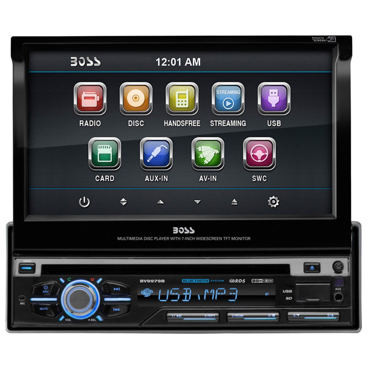 BOSS BV9979B 7" Motorized Touchscreen Monitor InDash Receiver